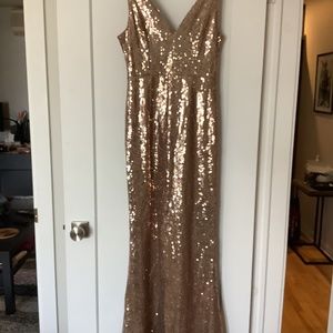 Gold rose sequence long dress